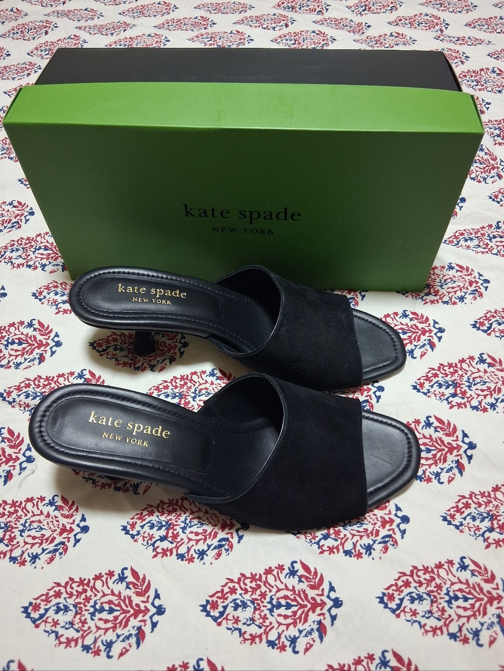 kate spade Malibu Winter Black Suede Heel Sandals